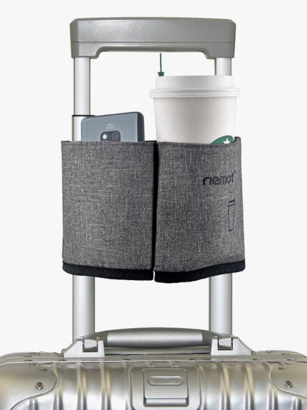 3/$10: Grey Travel Cup & Phone Holder Sleeve for Luggage Handle